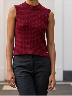 St. John Red Sleeveless Stretch Knit Top